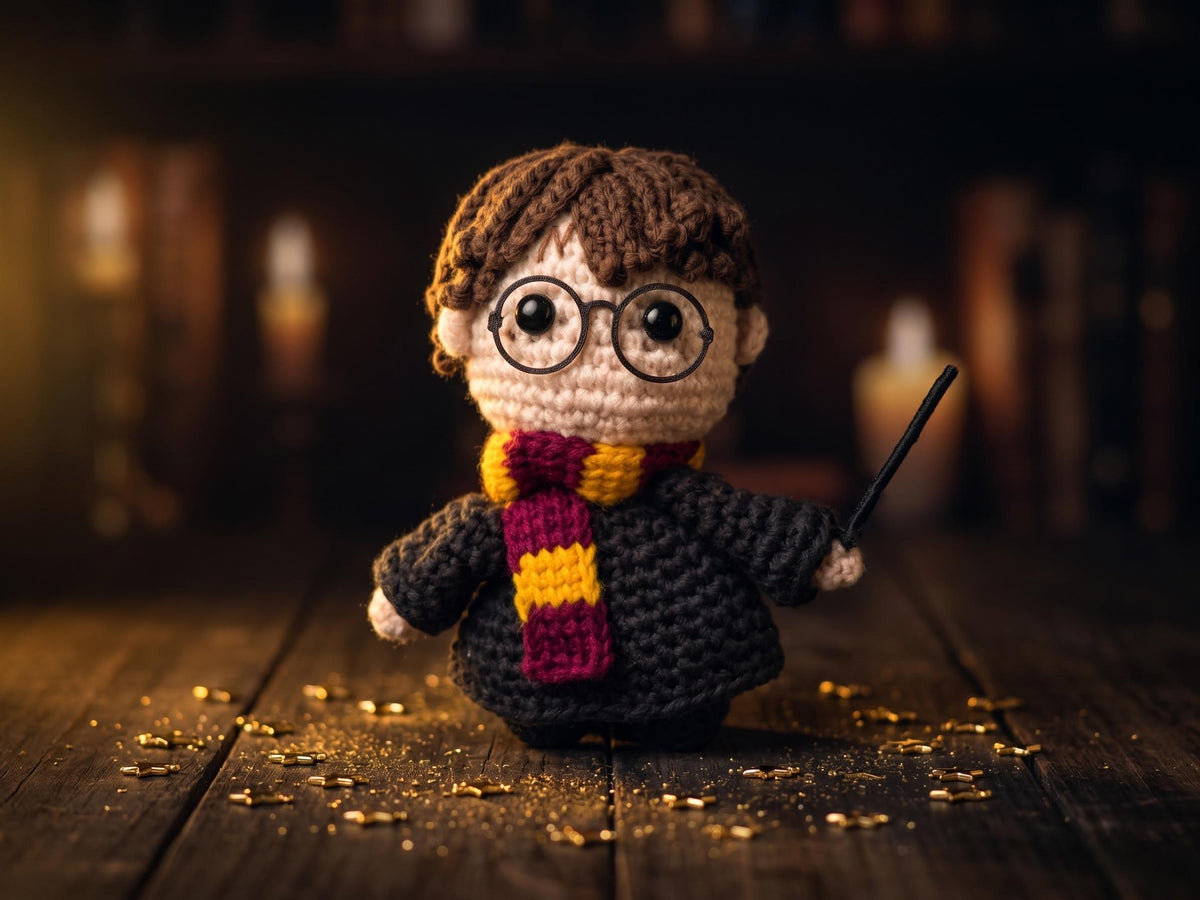 Crochet Wizard Boy Doll | Handmade Boy with Glasses Amigurumi | Magical Boy Plush Toy | Book Lover Gift | Fandom Gift | Collector Toy