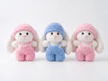 Crochet Dressed Bunny Doll | Handmade Amigurumi Rabbit | Soft Chenille Plush | Baby Shower Gift | Pink Blue | 12 Inch