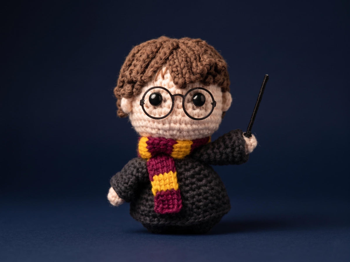 Crochet Wizard Boy Doll | Handmade Boy with Glasses Amigurumi | Magical Boy Plush Toy | Book Lover Gift | Fandom Gift | Collector Toy