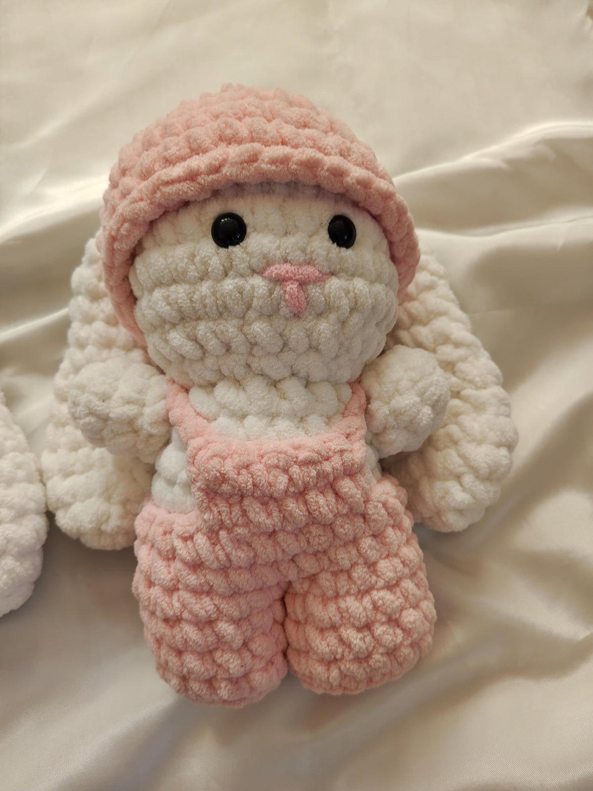 Crochet Dressed Bunny Doll | Handmade Amigurumi Rabbit | Soft Chenille Plush | Baby Shower Gift | Pink Blue | 12 Inch