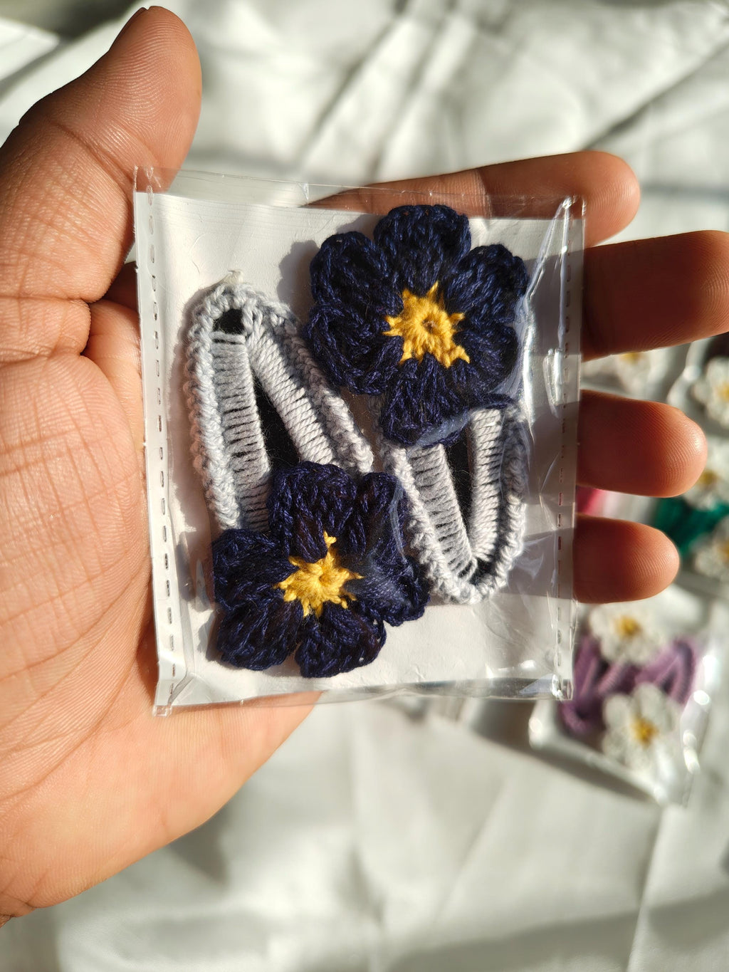 Crochet Flower Hair Clips | Handmade Floral Appliques, Peaceful Shades, Boho Style