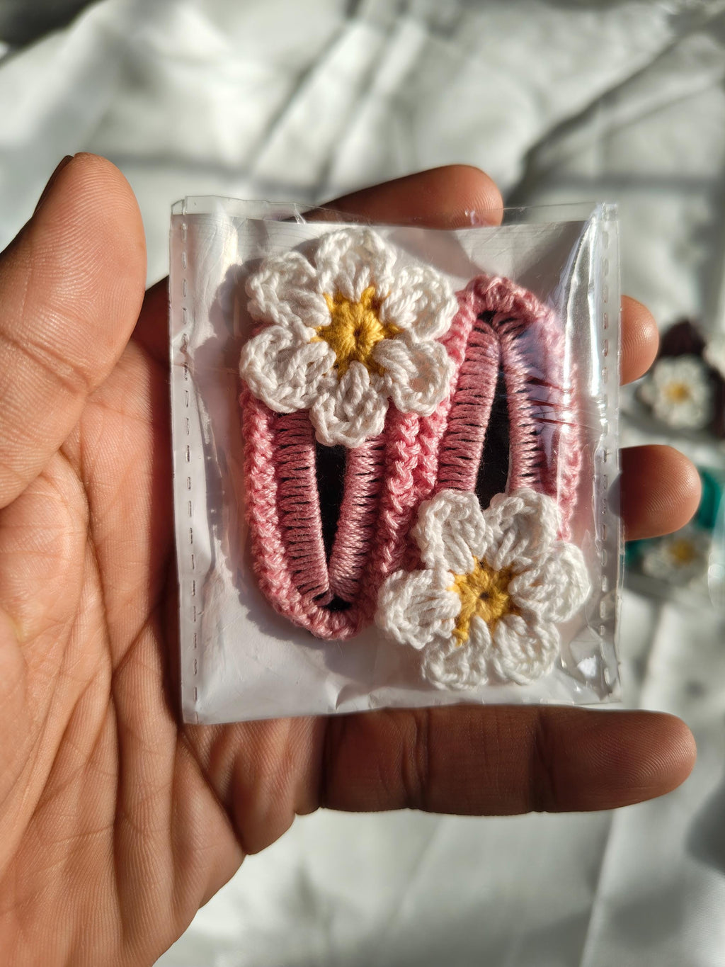 Crochet Flower Hair Clips | Handmade Floral Appliques, Peaceful Shades, Boho Style