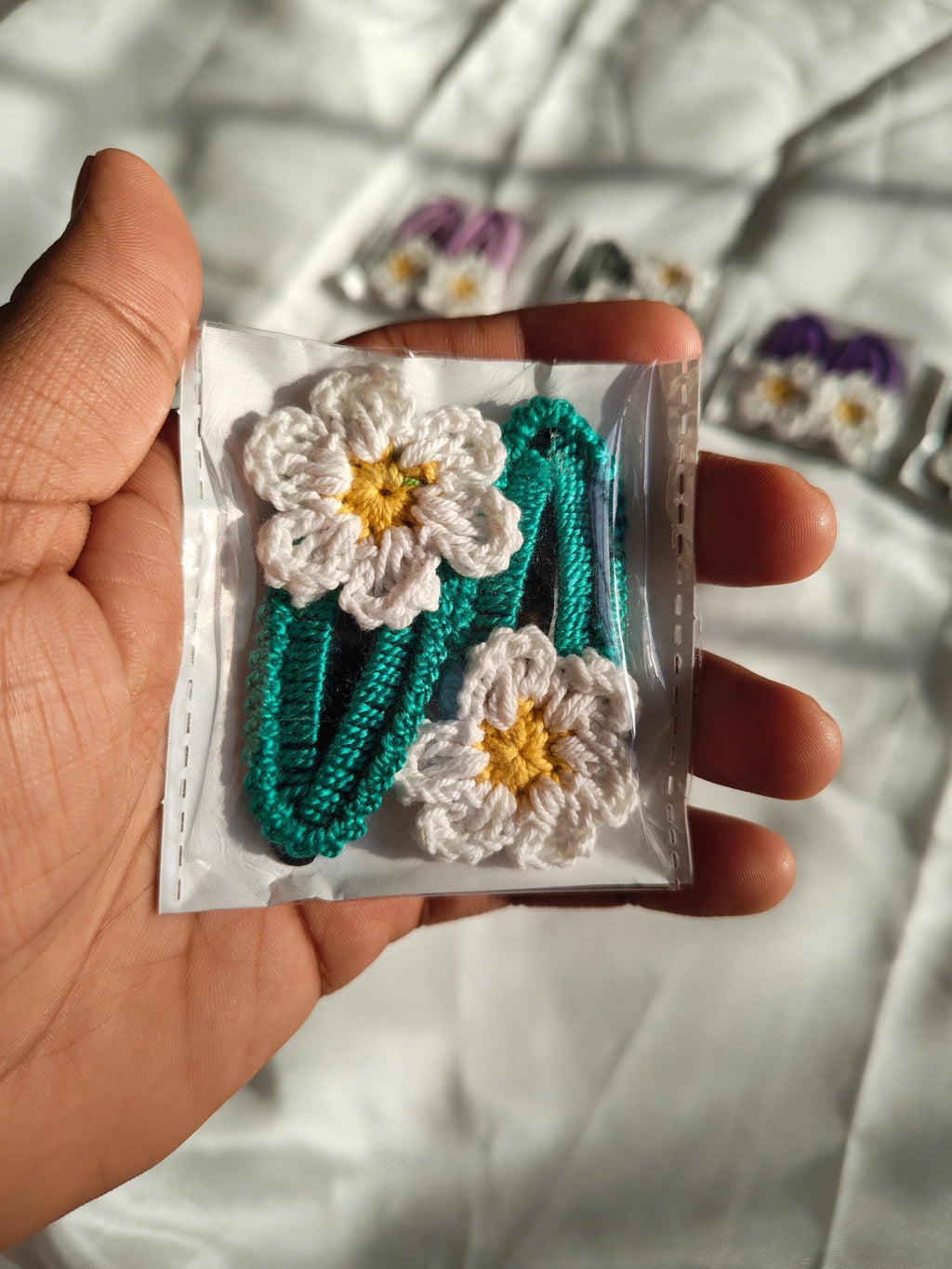 Crochet Flower Hair Clips | Handmade Floral Appliques, Peaceful Shades, Boho Style
