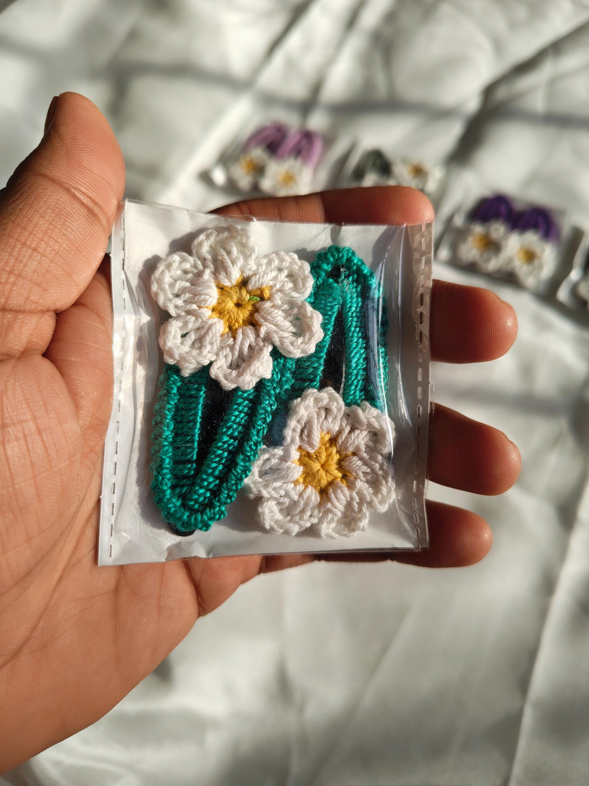 Crochet Flower Hair Clips | Handmade Floral Appliques, Peaceful Shades, Boho Style