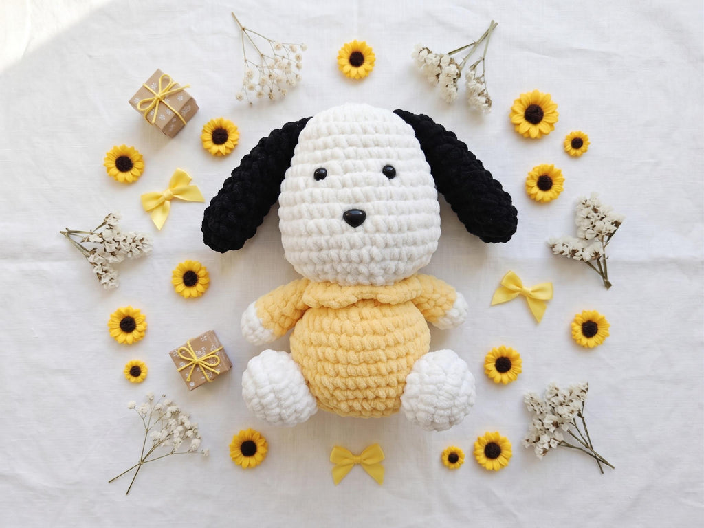 Crochet Dog Toy | Handmade Amigurumi Puppy Plush | Soft Chenille Stuffed Animal | Baby Shower Gift | Kids Toy | 15 Inch