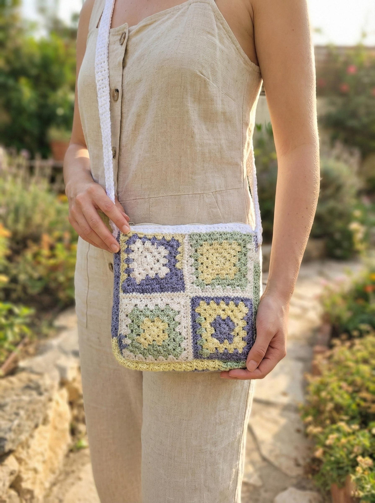 Handmade Crochet Granny Square Sling Bag | Y2K Boho Purse