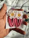 Crochet Flower Hair Clips | Handmade Floral Appliques, Peaceful Shades, Boho Style