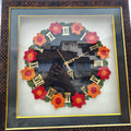 Handmade Crochet Floral Wall Clock – Framed Quartz, Silent Sweep