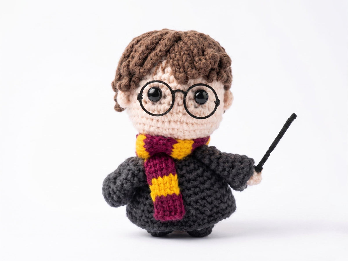 Crochet Wizard Boy Doll | Handmade Boy with Glasses Amigurumi | Magical Boy Plush Toy | Book Lover Gift | Fandom Gift | Collector Toy