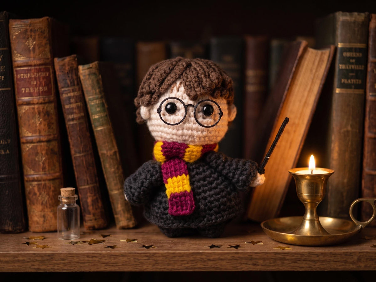 Crochet Wizard Boy Doll | Handmade Boy with Glasses Amigurumi | Magical Boy Plush Toy | Book Lover Gift | Fandom Gift | Collector Toy